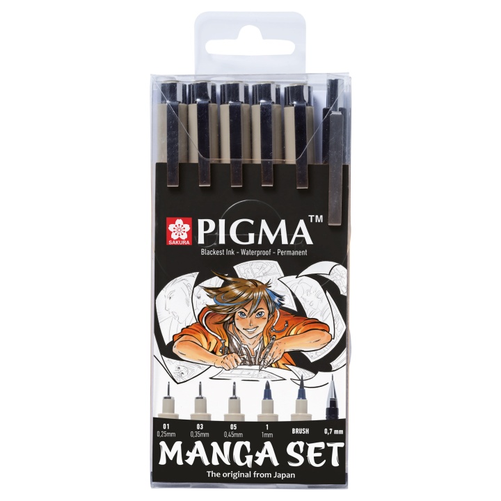 Manga Tool Pigma Micron Black 6-set i gruppen Penner / Skrive / Fineliners hos Pen Store (103847)