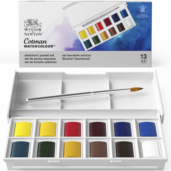 Cotman Akvarellmaling Sketchers Pocket Box 12 ½ - koppar i gruppen Kunstnermateriell / Kunstnerfarge / Akvarellmaling hos Pen Store (107243)