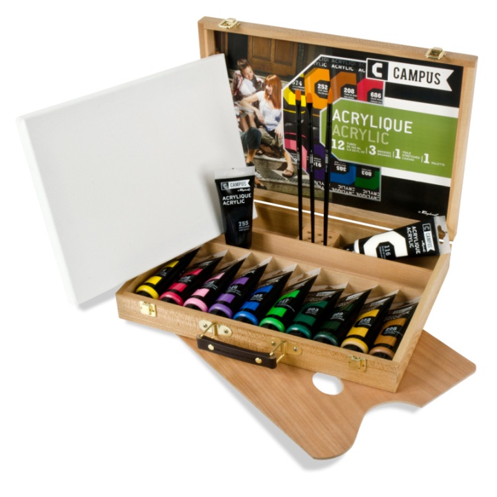 Akrylmaling Campus Wood Case 12x100 ml Tubes i gruppen Kunstnermateriell / Kunstnerfarge / Akrylmaling hos Pen Store (108326)