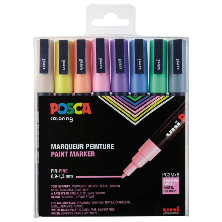 Posca PC-3M Pastel - Set of 8 i gruppen Penner / Kunstnerpenner / Illustrasjonmarkers hos Pen Store (110427)