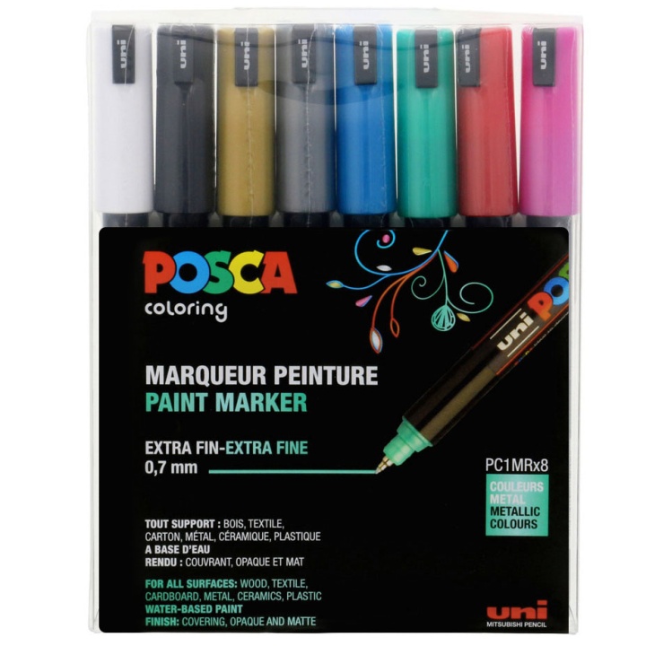 Posca PC-1MR Metallic - Set of 8 i gruppen Penner / Kunstnerpenner / Illustrasjonmarkers hos Pen Store (110432)