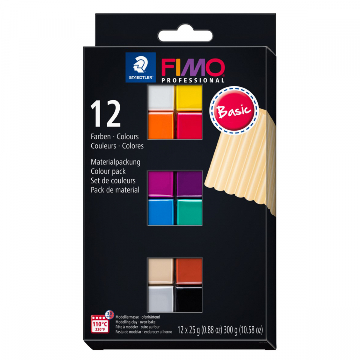 FIMO Professional Modelleringsler Basic colours 12-pack i gruppen Hobby & Kreativitet / Skape / Modelleire hos Pen Store (126646)