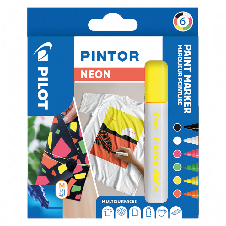 Pintor Medium 6-pakke Neon i gruppen Penner / Kunstnerpenner / Illustrasjonmarkers hos Pen Store (126809)