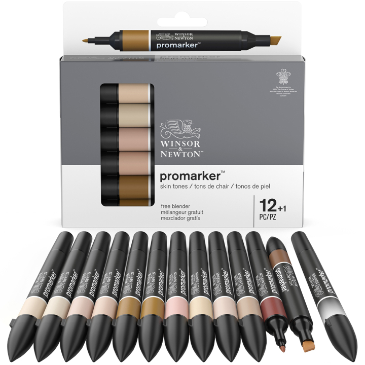 Promarker 12-sett + Blender (Skin Tones) i gruppen Penner / Kunstnerpenner / Illustrasjonmarkers hos Pen Store (128783)