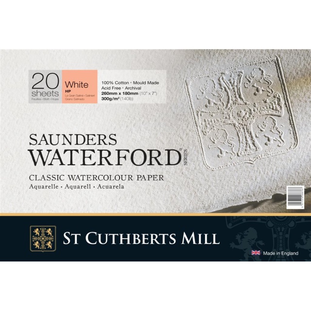 Saunders Waterford Akvarellblokk White HP 26x18 cm 300g