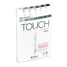 Twin Brush Marker 6-set Grey i gruppen Penner / Kunstnerpenner / Illustrasjonmarkers hos Pen Store (105320)